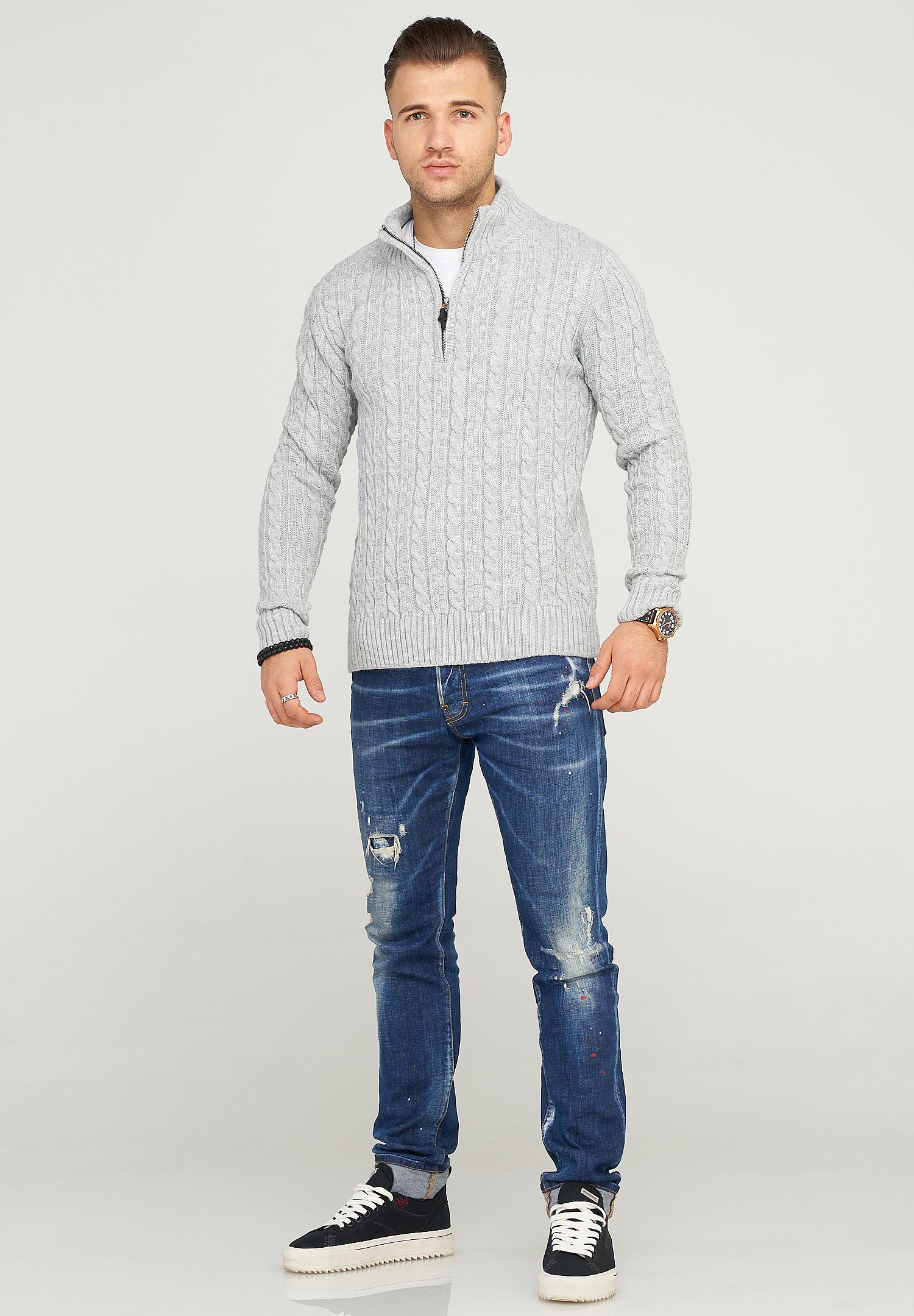 behype Strickpullover "CILIAN HENLEY", mit gemütlichem Stehkragen günstig online kaufen