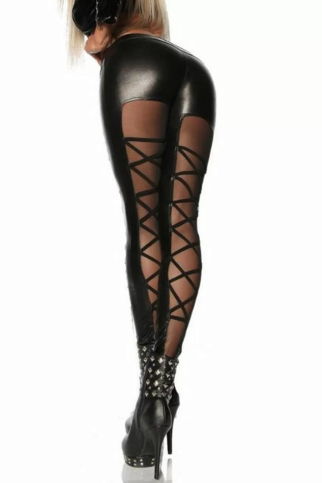 Saresia Leggings Saresia Schwarze Wetlook-Leggings 18121 - (L,M,S,XL,XS) günstig online kaufen