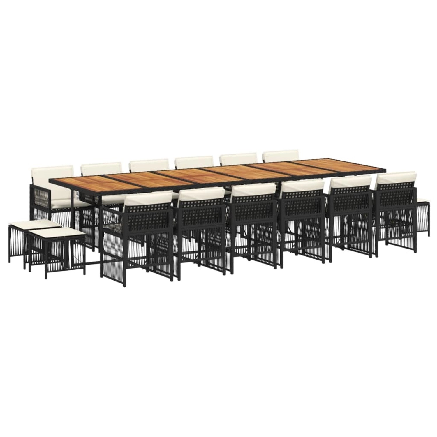 vidaXL 17-Tlg Garten-Essgruppe mit Kissen Schwarz Poly Rattan 3211011 günstig online kaufen