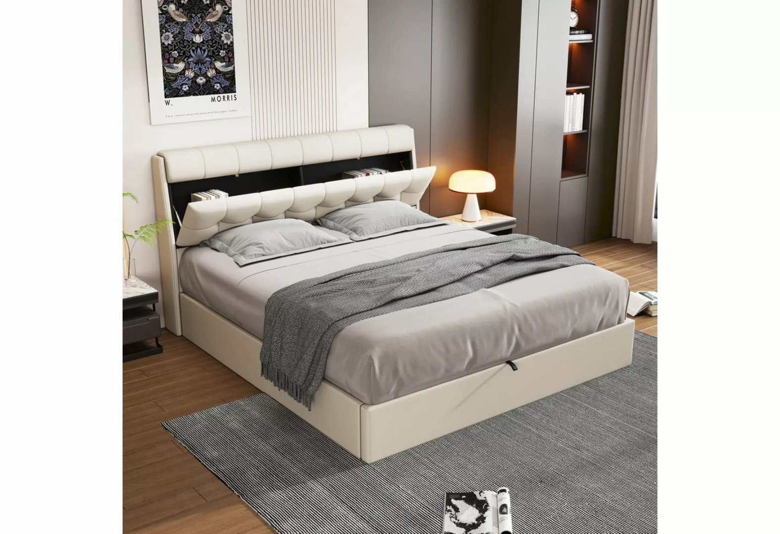 WISHDOR Polsterbett Hydraulisches Bett (160*200cm), mit Lattenrost, verdeck günstig online kaufen
