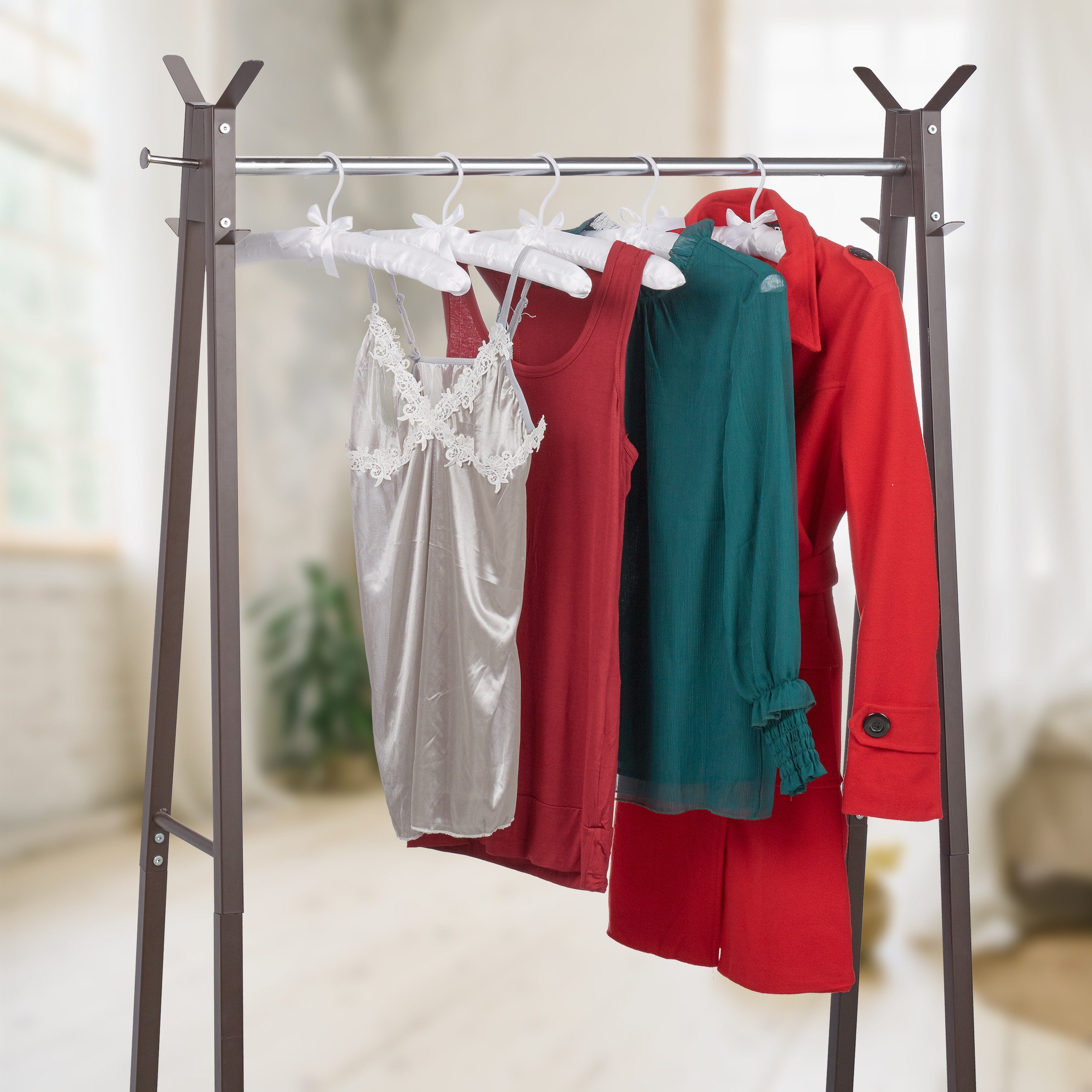 relaxdays Kleiderbügel 30x Kleiderbügel Satin weiß günstig online kaufen