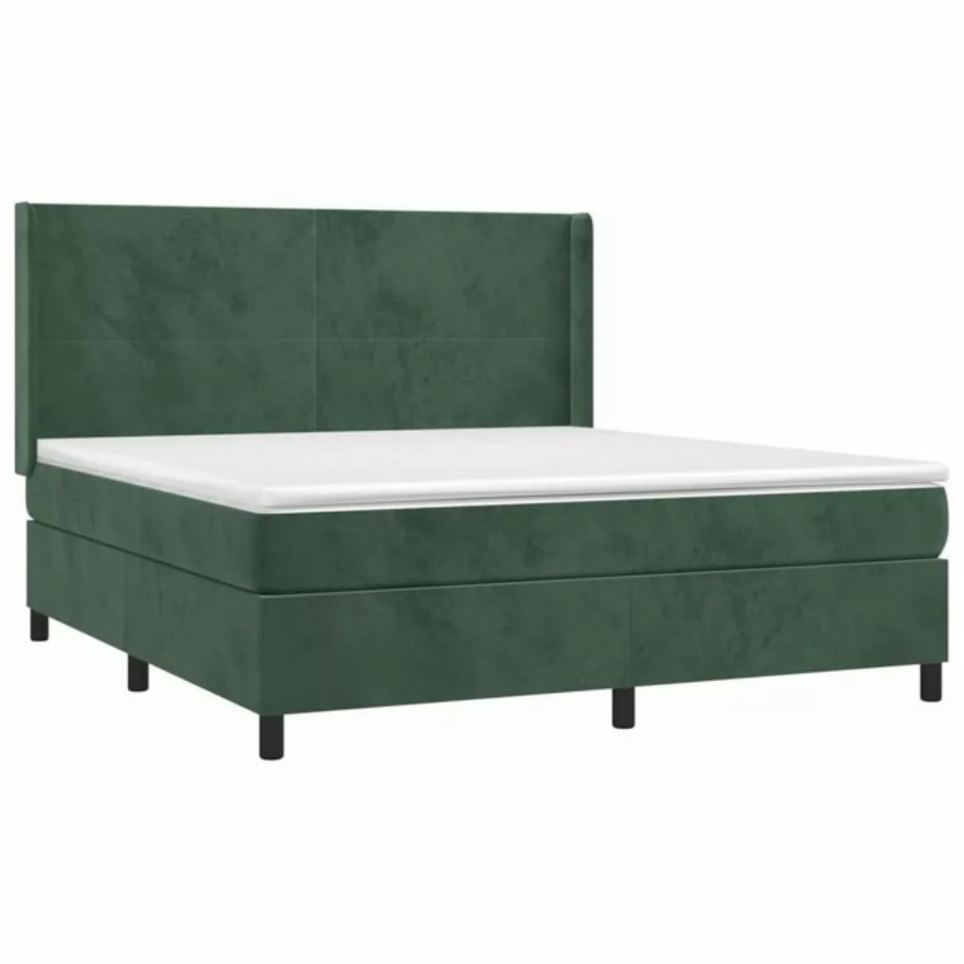 vidaXL Boxspringbett mit Matratze Dunkelgrün 180x200 cm Samt1468374 günstig online kaufen