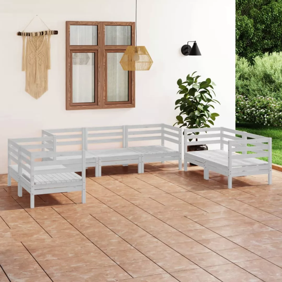 7-tlg. Garten-lounge-set Weiß Massivholz Kiefer günstig online kaufen