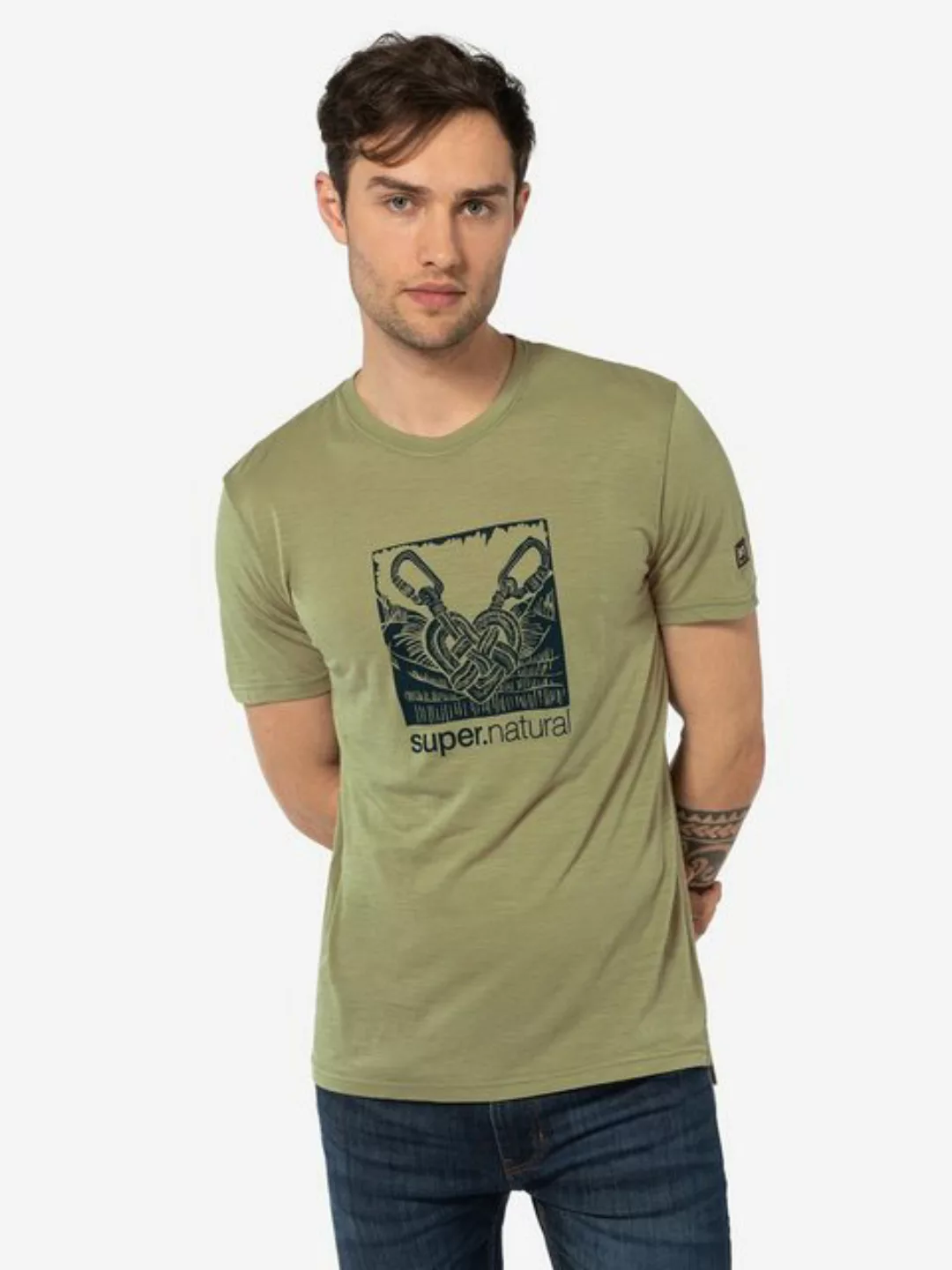 SUPER.NATURAL T-Shirt für Herren, Merino TIED BY HEART Herz Motiv, atmungsa günstig online kaufen
