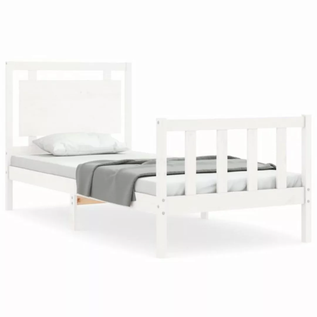 vidaXL Bett Massivholzbett ohne Matratze Weiß 100x200 cm Kiefernholz günstig online kaufen