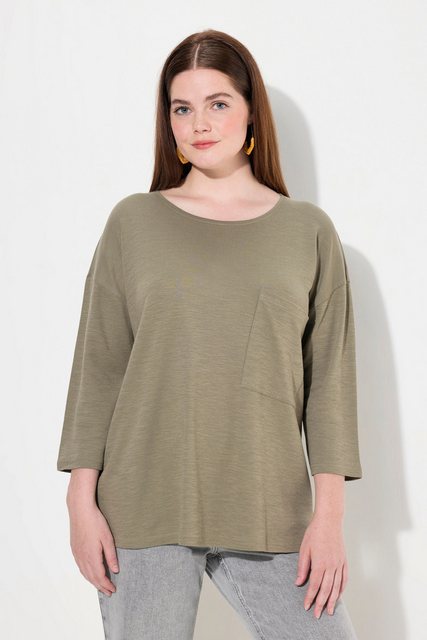 Ulla Popken Rundhalsshirt Shirt Oversized Rundhals 3/4-Arm Biobaumwolle günstig online kaufen