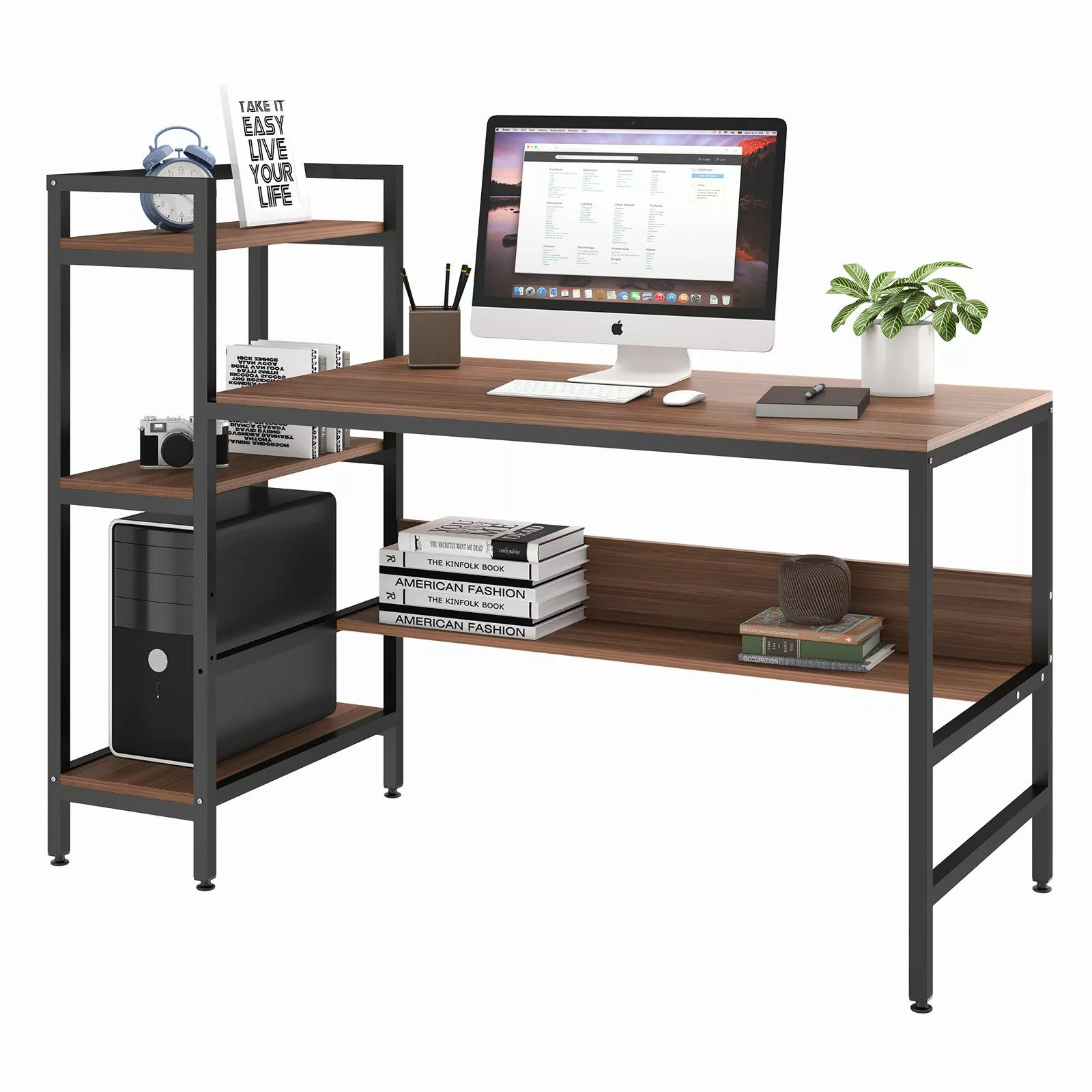 NAIMP Computertisch Schreibtisch mit Ablage Bürotisch günstig online kaufen