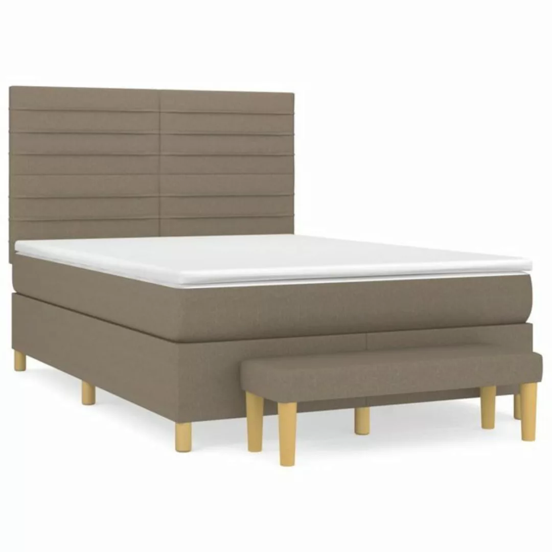 vidaXL Boxspringbett Boxspringbett mit Matratze Taupe 140x200 cm Stoff Bett günstig online kaufen