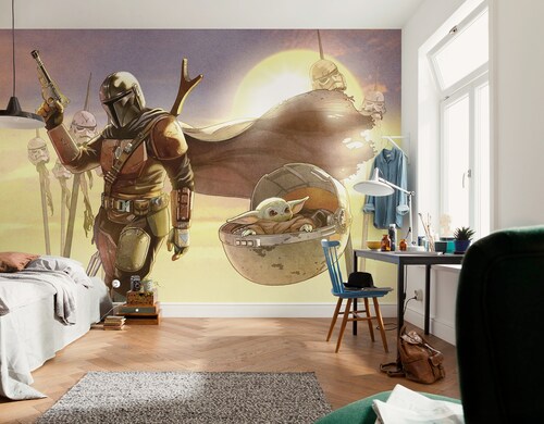 Komar Vlies Fototapete Star Wars The Mandalorian And Grogu Mission Mehrfarb günstig online kaufen