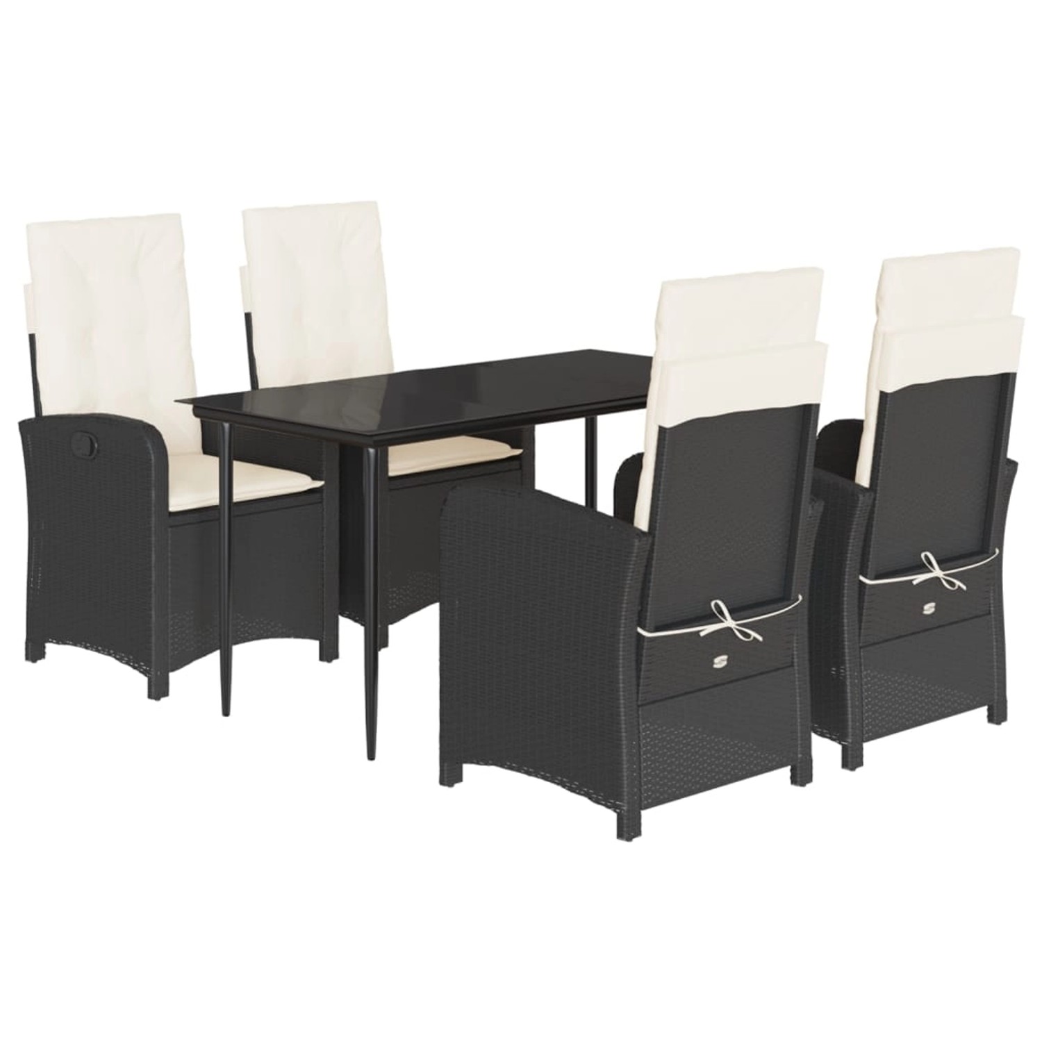 vidaXL 5-Tlg Garten-Essgruppe mit Kissen Schwarz Poly Rattan 3212293 günstig online kaufen