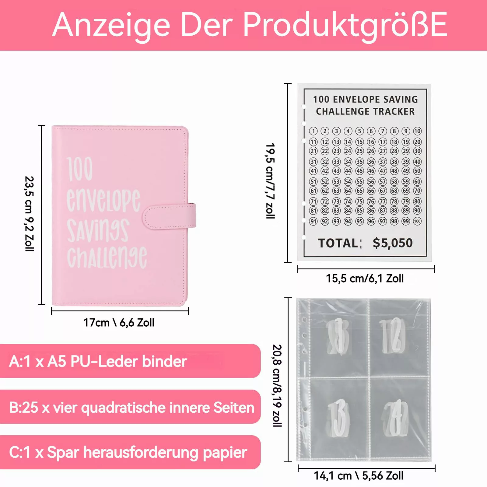BlingBin Ringbuchmappe Geldsparbinder Budget Planner, 100 günstig online kaufen