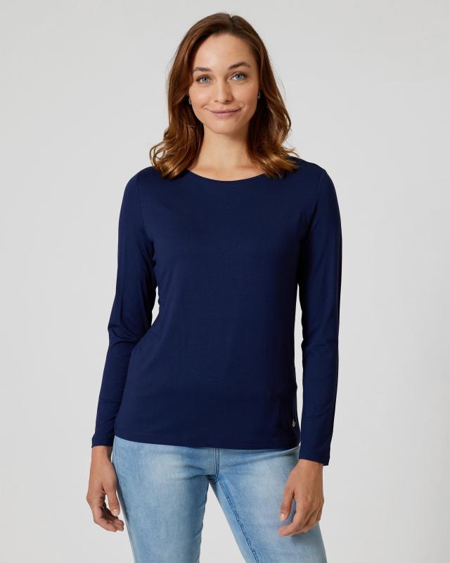 Fiora Blue Basic-Shirt, kleines Anker-Metalllabel günstig online kaufen