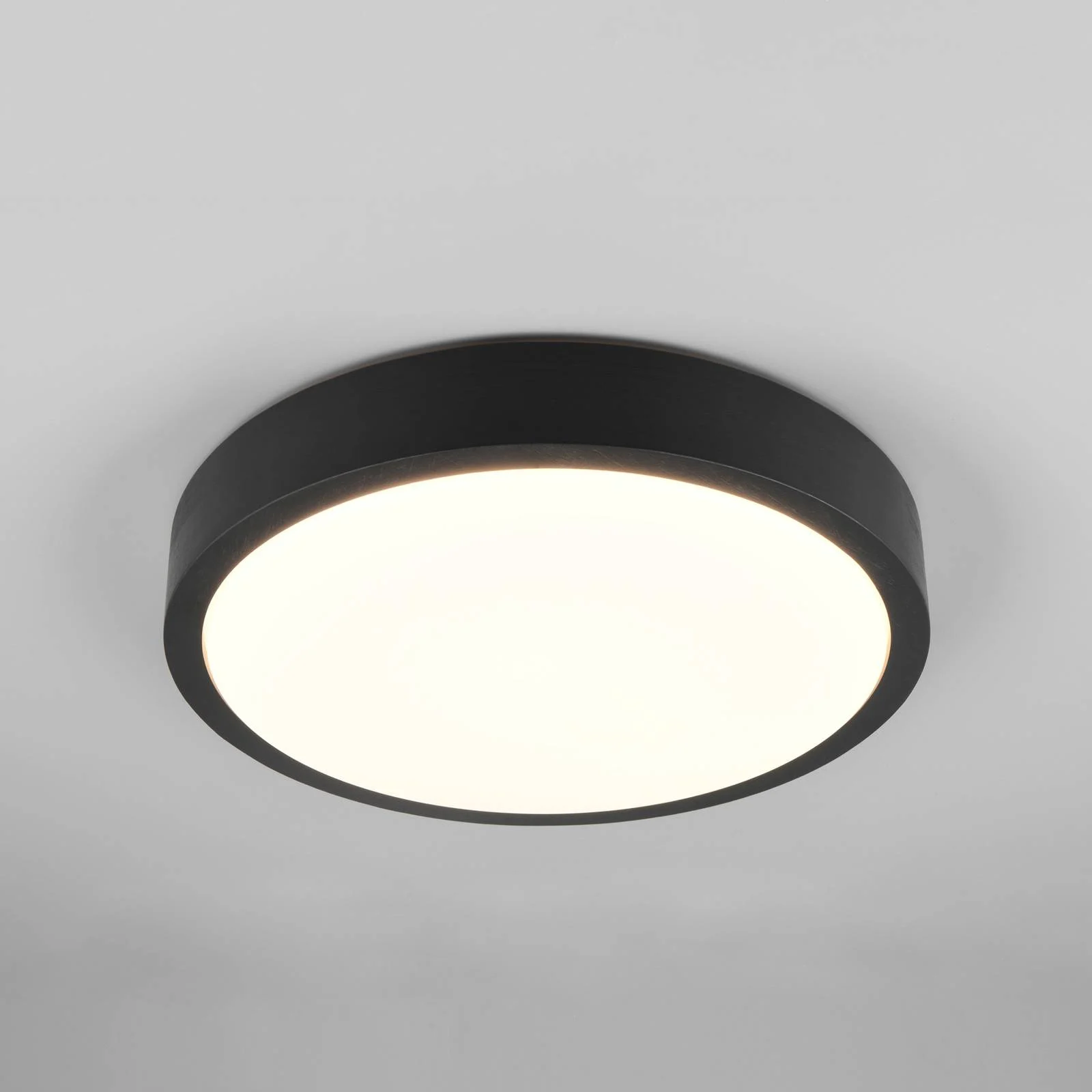 LED-Deckenleuchte Iseo, schwarz, Ø 40 cm, dimmbar, Holz günstig online kaufen