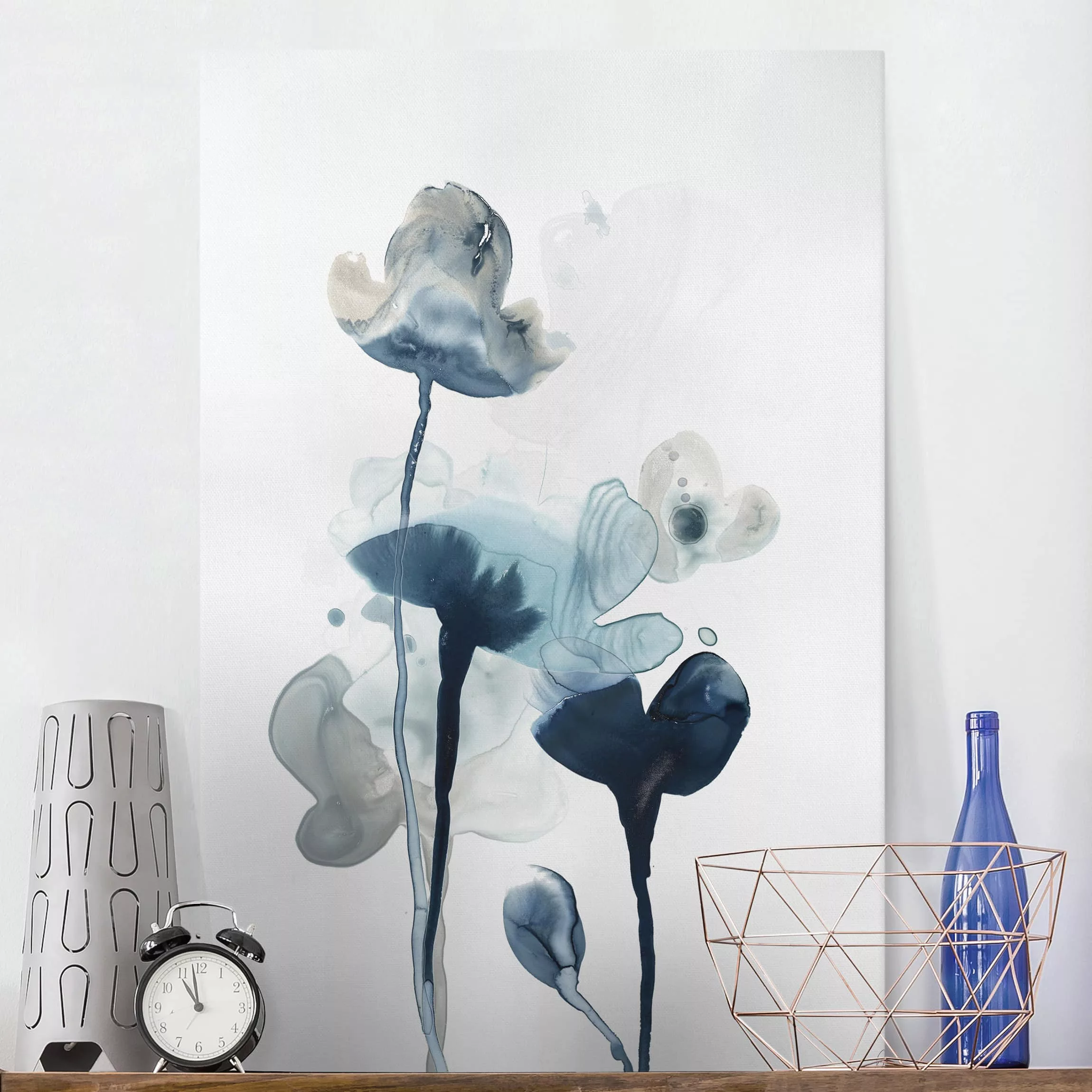 Leinwandbild Abstrakt - Hochformat Mitternachtsblüten III günstig online kaufen