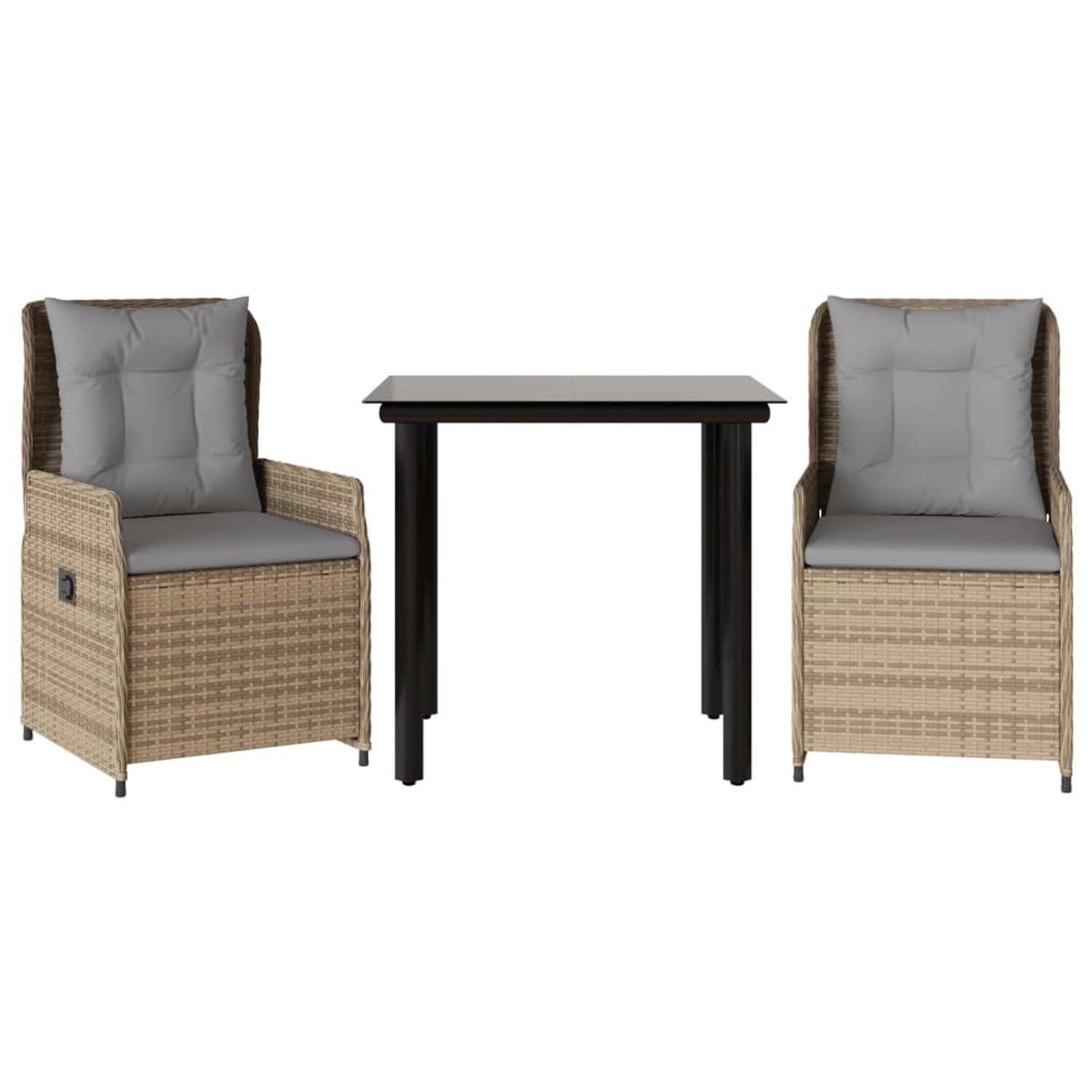 vidaXL 3-Tlg Garten-Essgruppe mit Kissen Beige Poly Rattan 3262875 günstig online kaufen