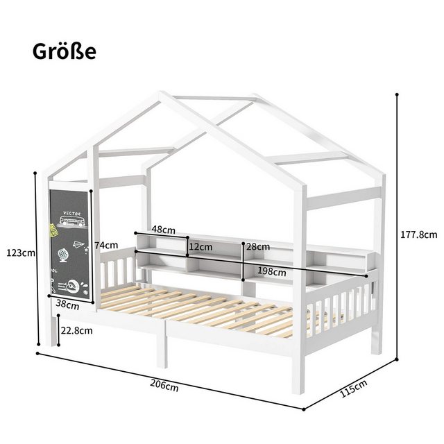 Furnishings Home Holzbett Kinderbett mit Ablagefächern und Zeichenbrett (Se günstig online kaufen