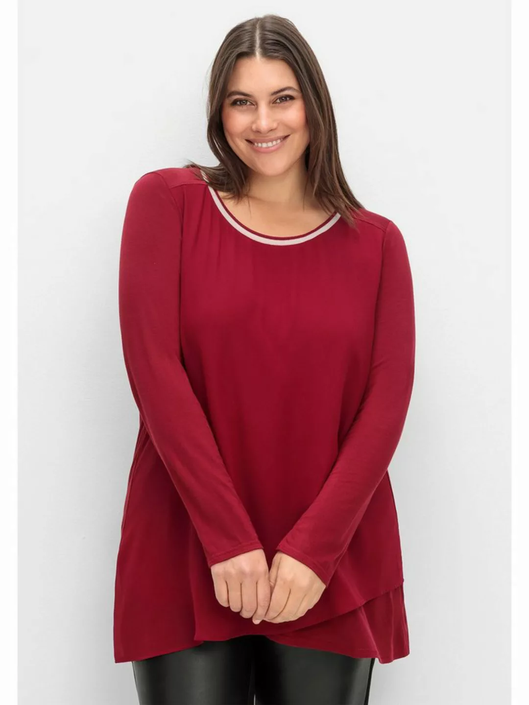 Sheego Longshirt "Große Größen", mit doppellagigem Vorderteil günstig online kaufen