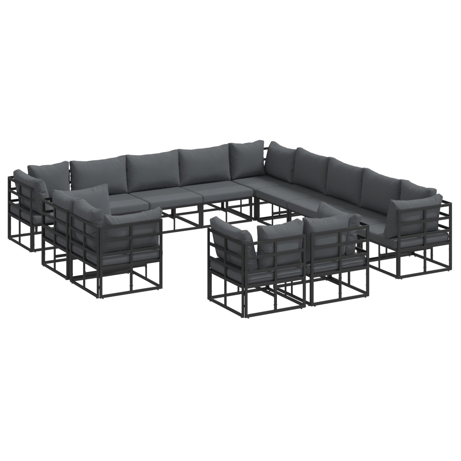 vidaXL Garten-Sofa-Set mit Kissen 13-Tlg Schwarz Aluminium 3378936 günstig online kaufen