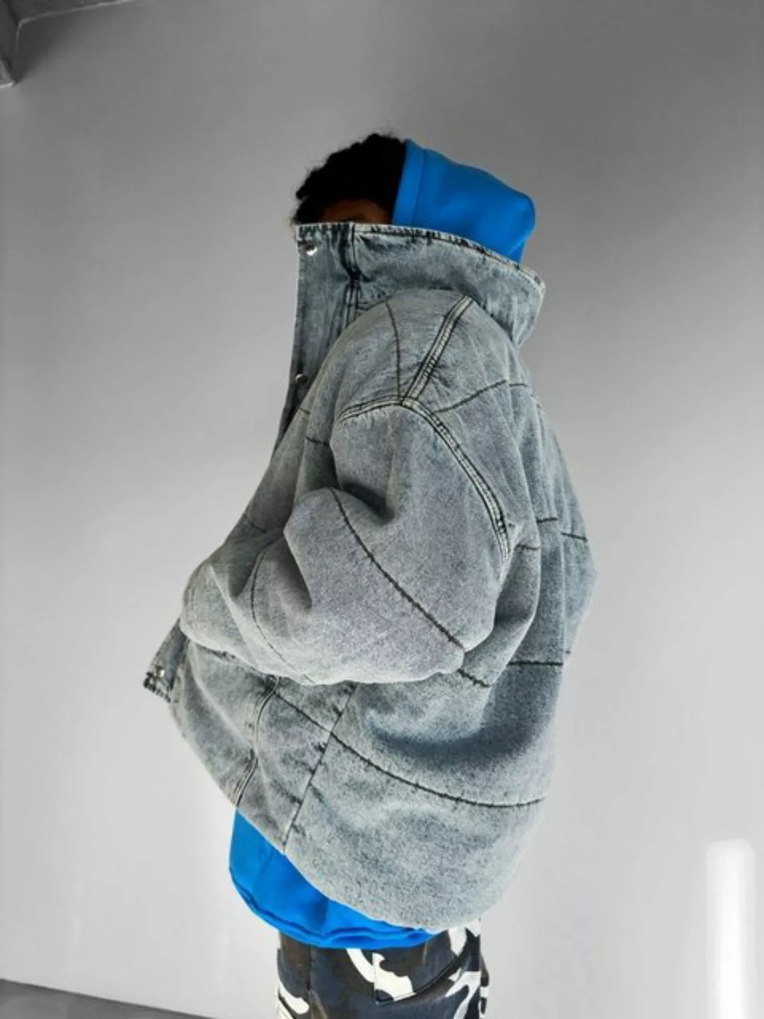 Abluka Winterjacke OVERSIZE CARGO DENIM JACKET BLUE günstig online kaufen