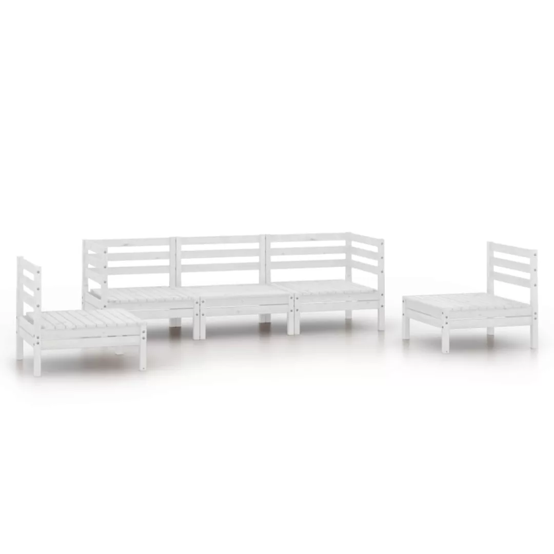 5-tlg. Garten-lounge-set Weiß Kiefer Massivholz günstig online kaufen