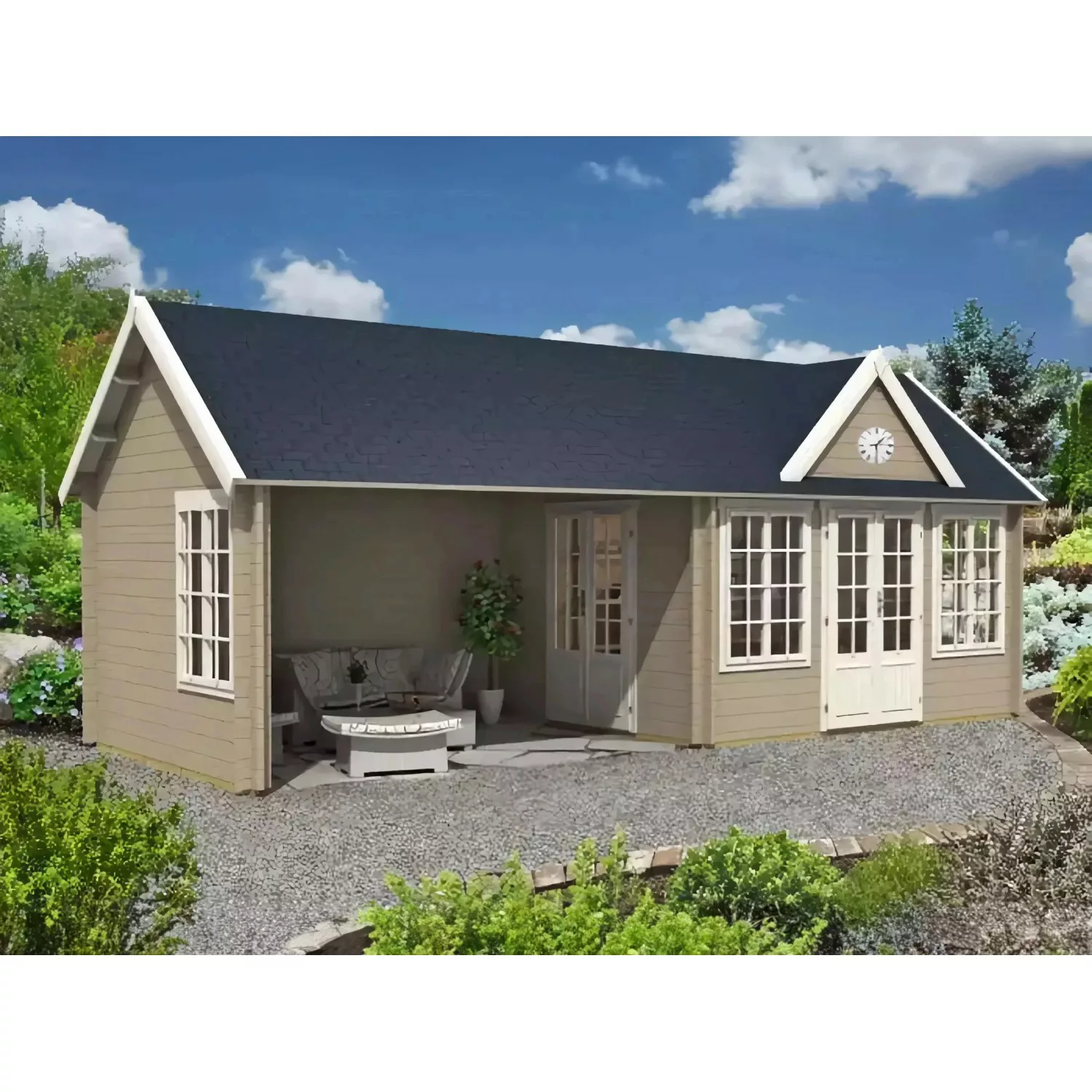 Alpholz Gartenhaus Liverpool Satteldach 840 cm x 320 cm Braun günstig online kaufen
