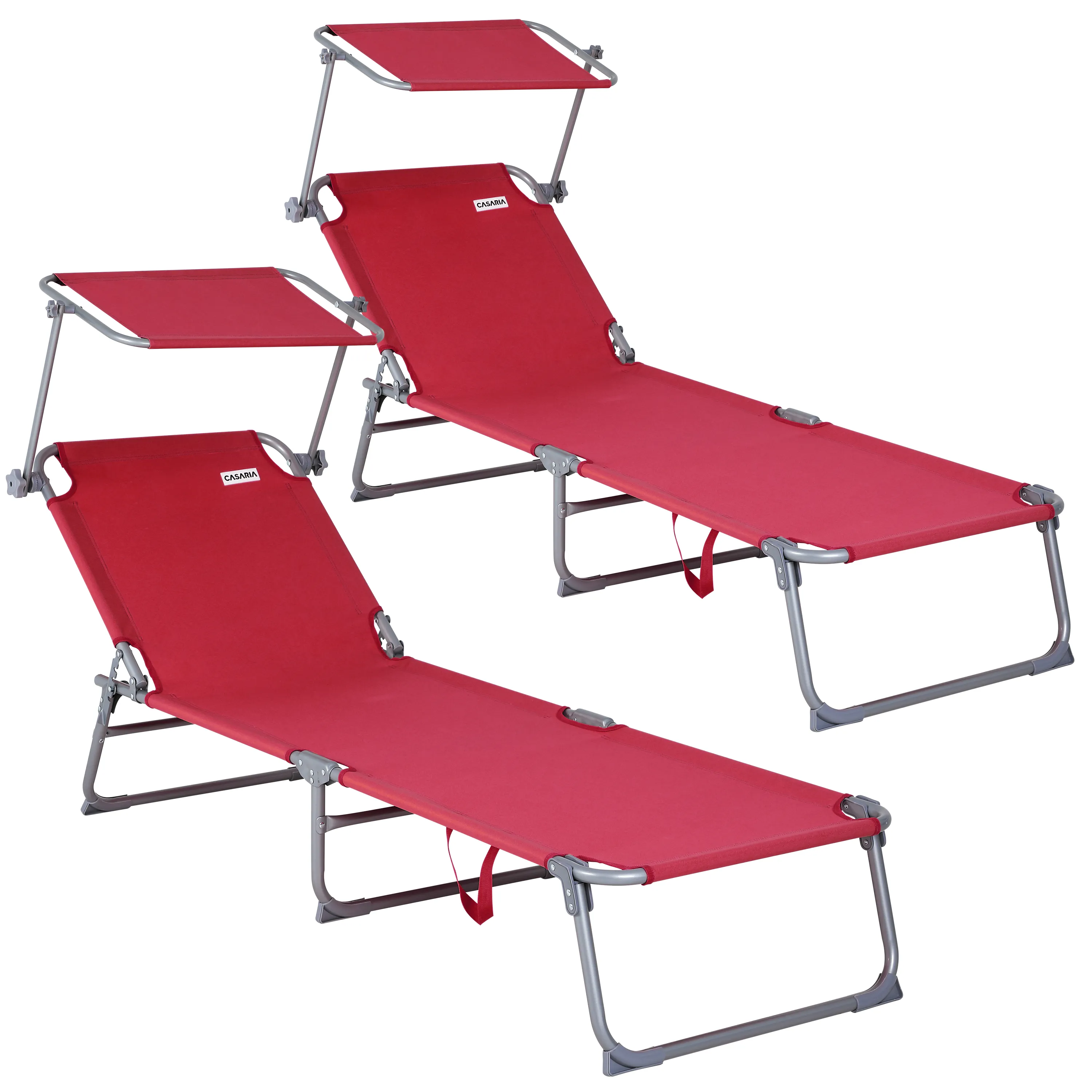 Gartenliege Hawaii 2er-Set Rot 190x60x30cm günstig online kaufen