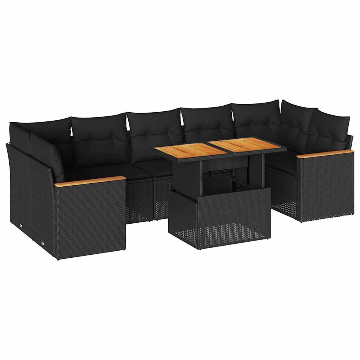 vidaXL 8-Tlg Garten-Sofagarnitur mit Kissen Schwarz Poly Rattan 3327457 günstig online kaufen