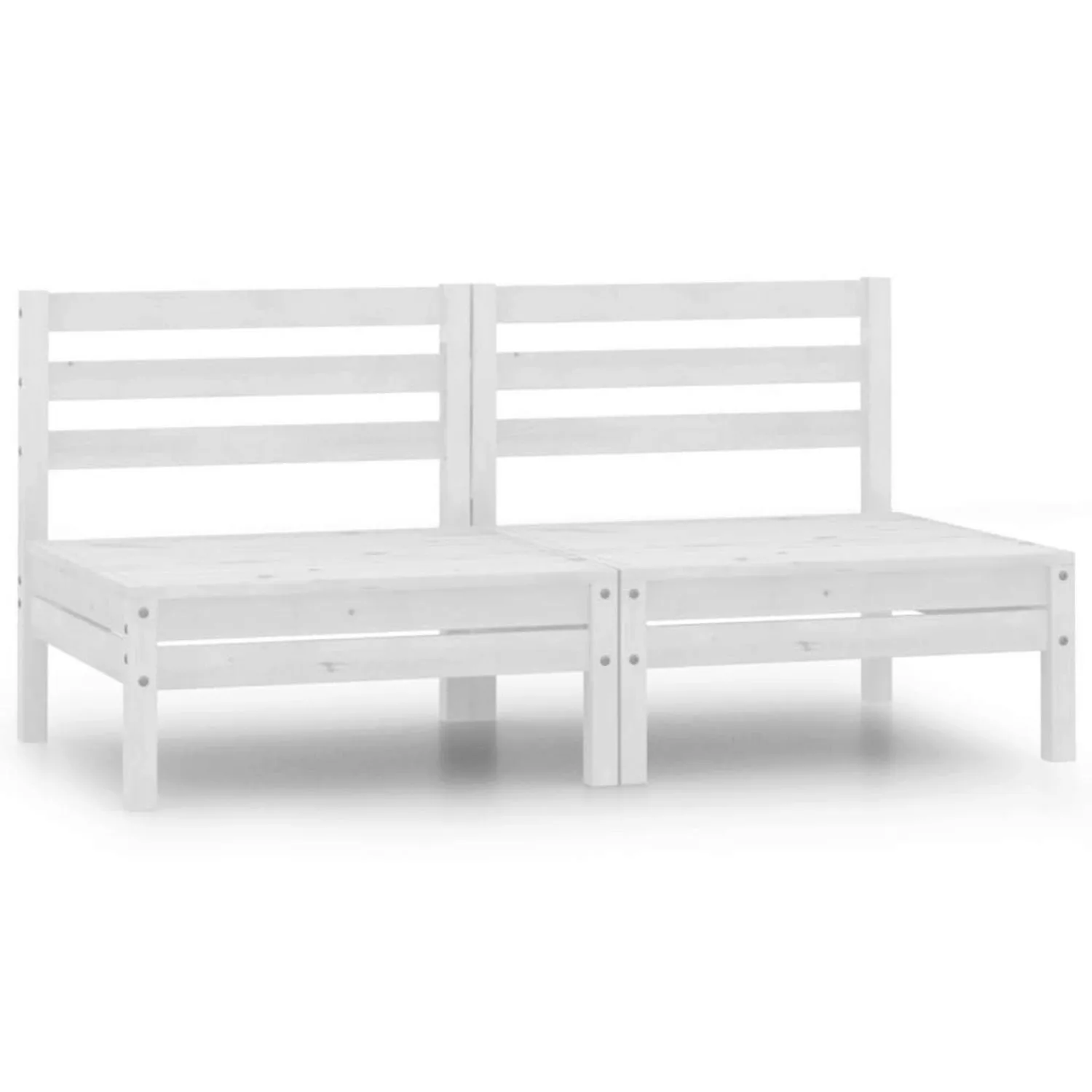 Garten-mittelsofas 2 Stk. Weiß Kiefer Massivholz günstig online kaufen