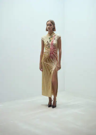 Kleid mit besticktem Paillettendesign günstig online kaufen