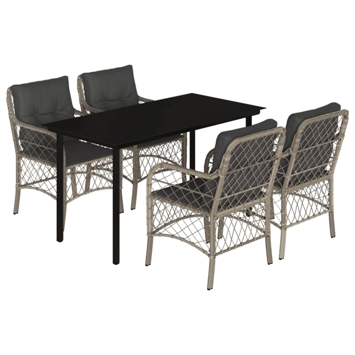 vidaXL 5-Tlg Garten-Essgruppe mit Kissen Hellgrau Poly Rattan 3212175 günstig online kaufen