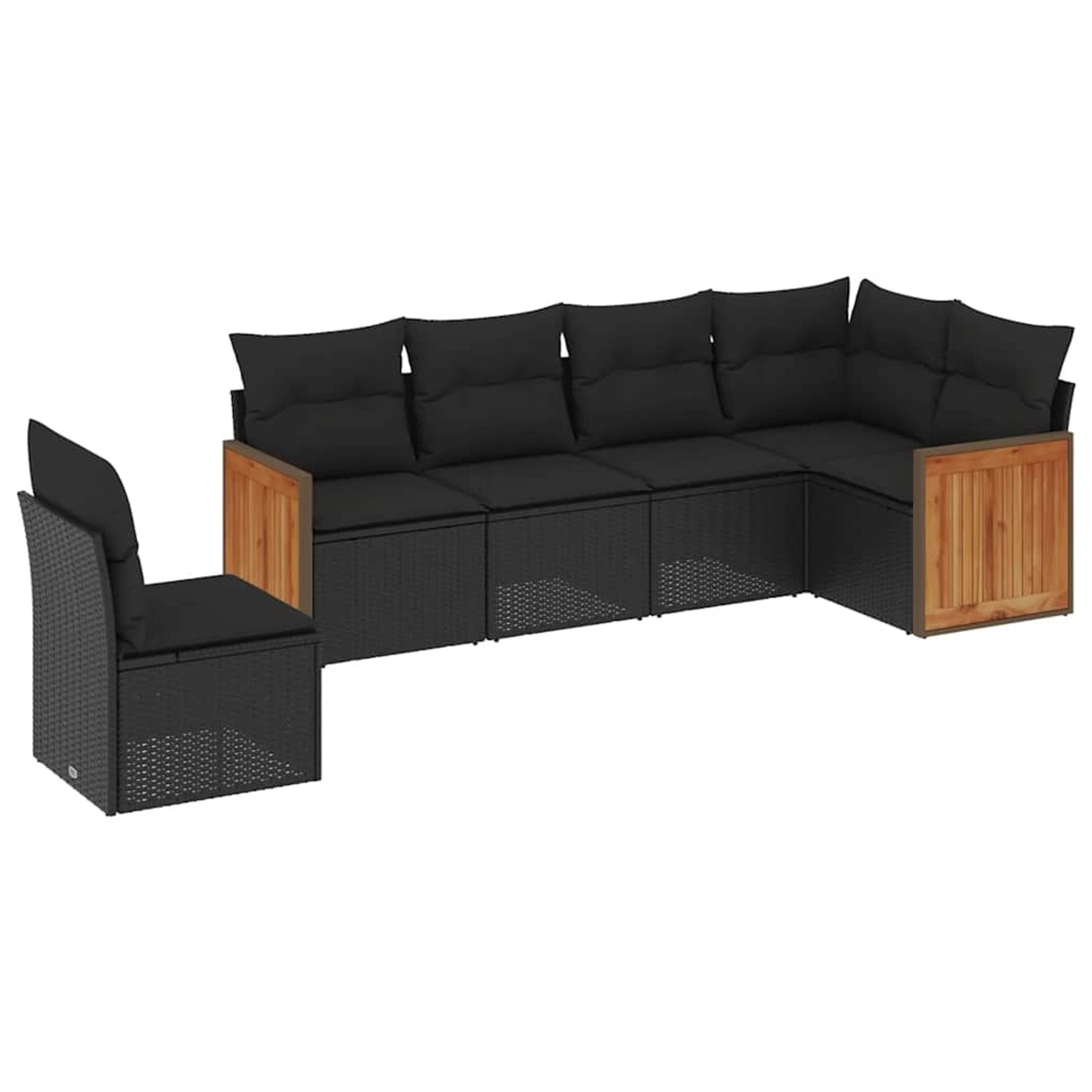 vidaXL 6-Tlg Garten-Sofagarnitur mit Kissen Schwarz Poly Rattan 3260095 günstig online kaufen
