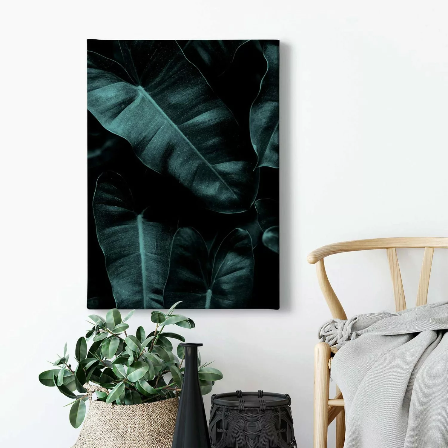 Bricoflor Palmenblätter Bild In Dunkelgrün Modernes Wandbild Mit Dschungel günstig online kaufen