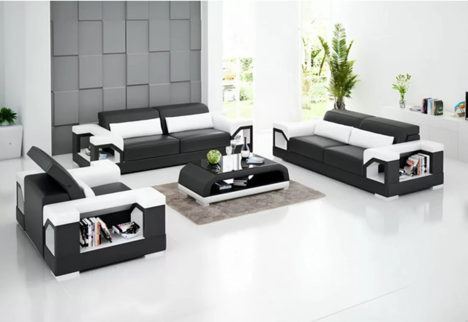 Xlmoebel Sofa Sofa-Set mit 3 Sitzplätzen, Beistelltisch, Wohnlandschaft, Le günstig online kaufen