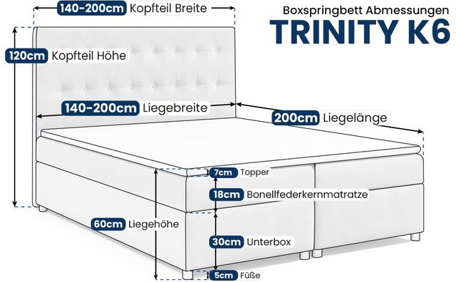 Best for Home Boxspringbett mit Bettkasten Trinity K-6 Bonellfederkern inkl günstig online kaufen