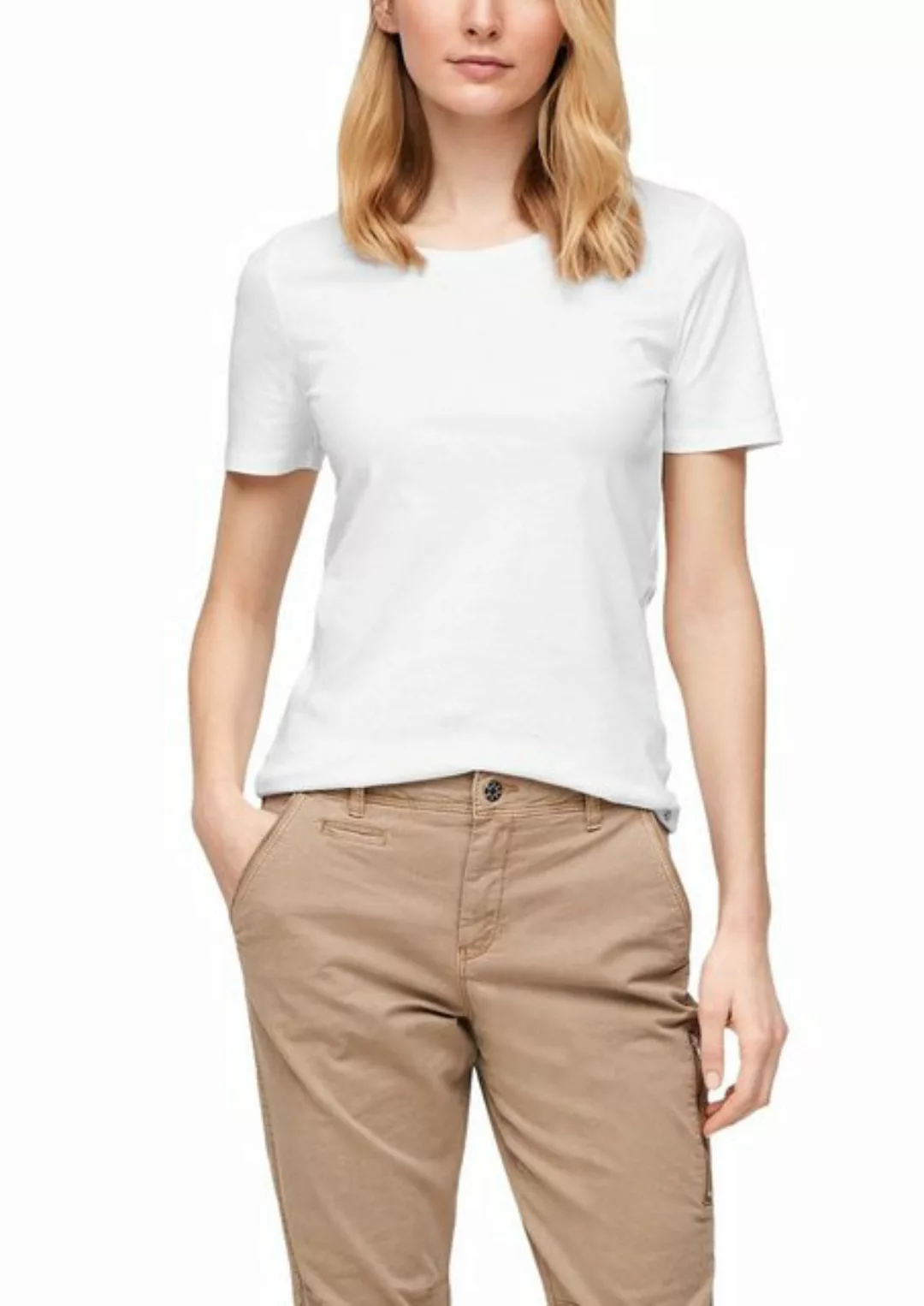 s.Oliver T-Shirt s.Oliver Jerseyshirt mit Rundhalsausschnitt in Whi (1-tlg) günstig online kaufen