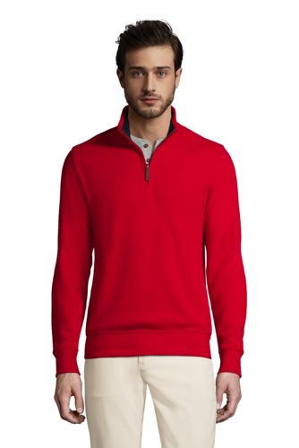 Zipper-Pullover aus Bedford-Ripp, Herren, Größe: XL Normal, Rot, Baumwolle, günstig online kaufen