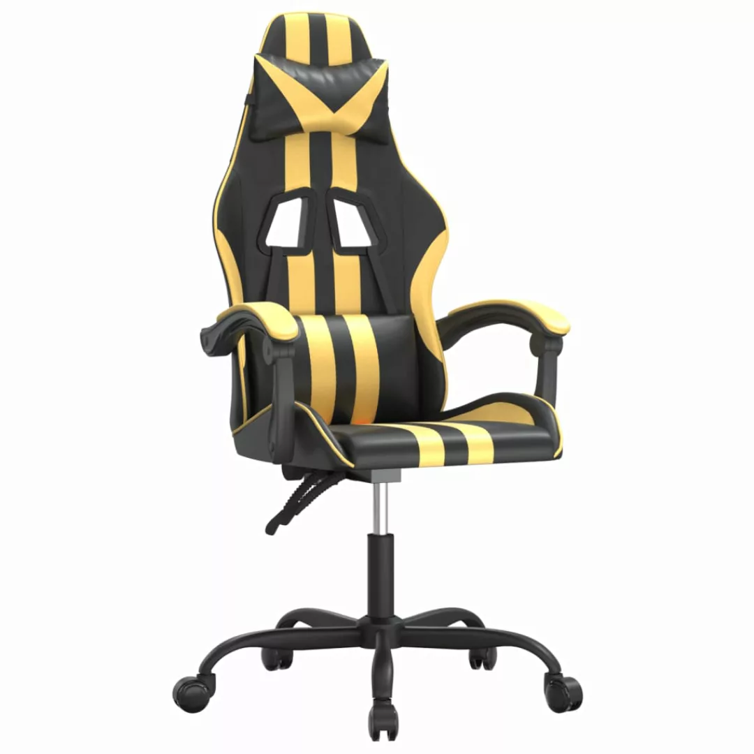 Vidaxl Gaming-stuhl Drehbar Schwarz Und Golden Kunstleder günstig online kaufen