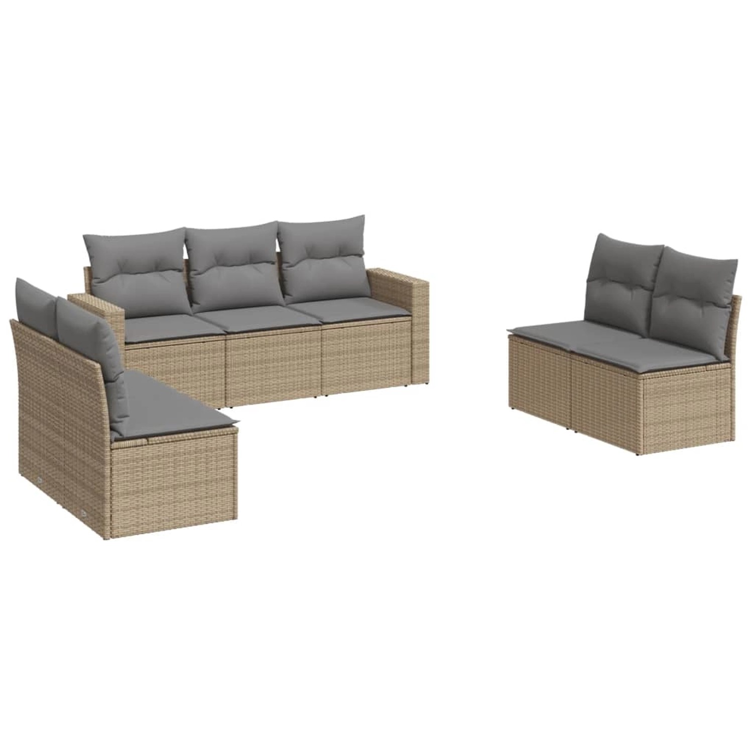 vidaXL 7-tlg Garten-Sofagarnitur mit Kissen Beige Poly Rattan Modell 107 günstig online kaufen