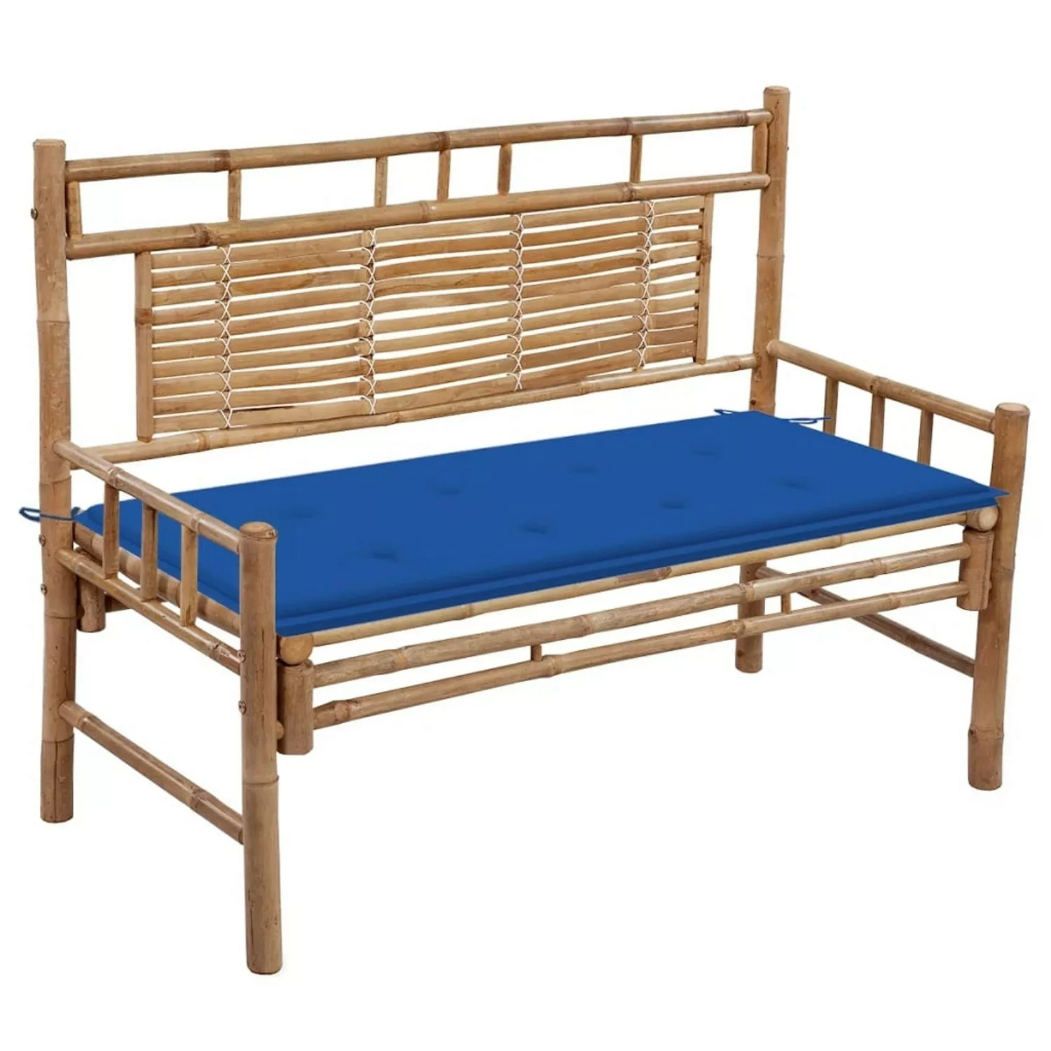 furnicato Gartenbank mit Auflage 120 cm Bambus günstig online kaufen