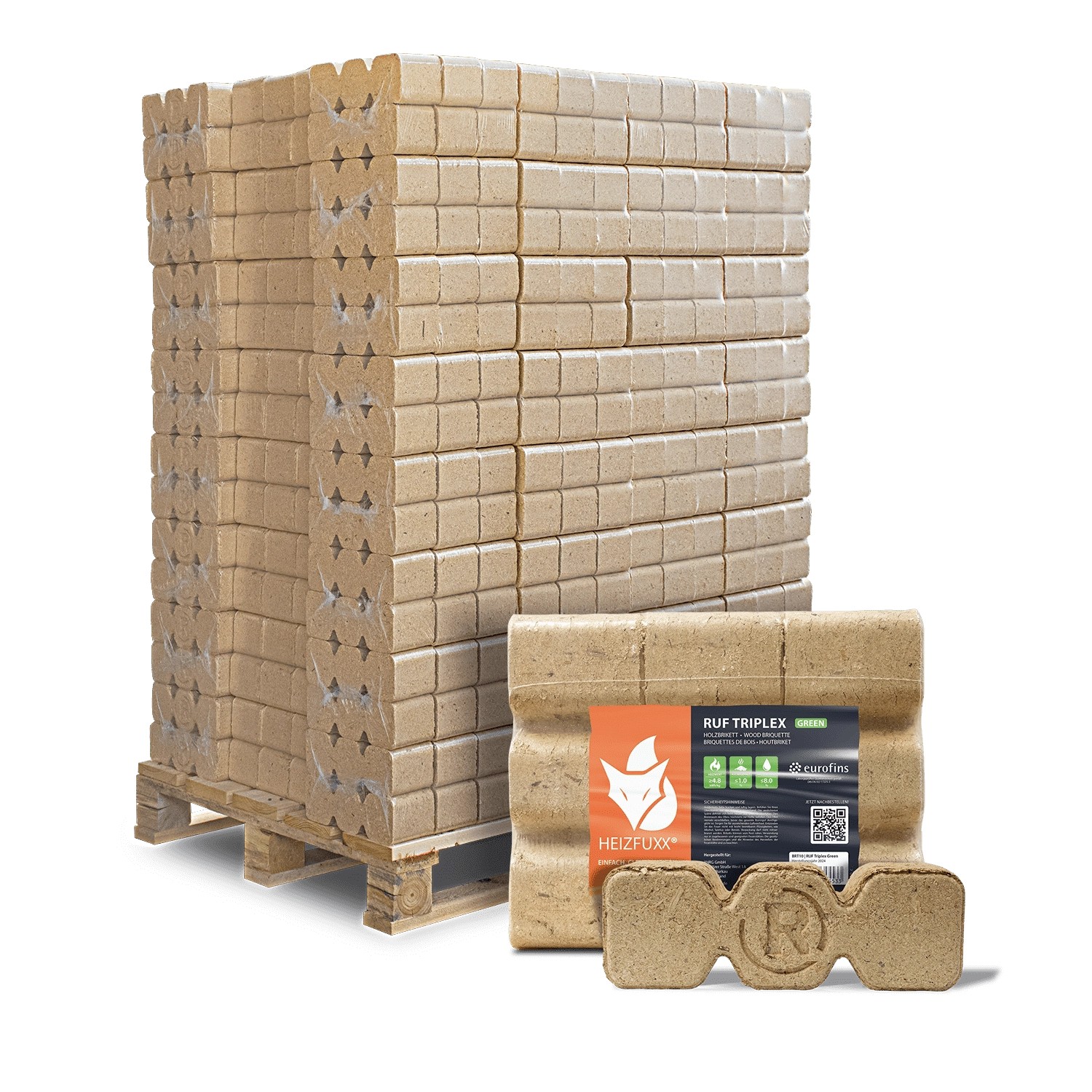 Heizfuxx Holzbriketts Ruf Triplex Green 10kg x 96 Gebinde 960kg Palette günstig online kaufen