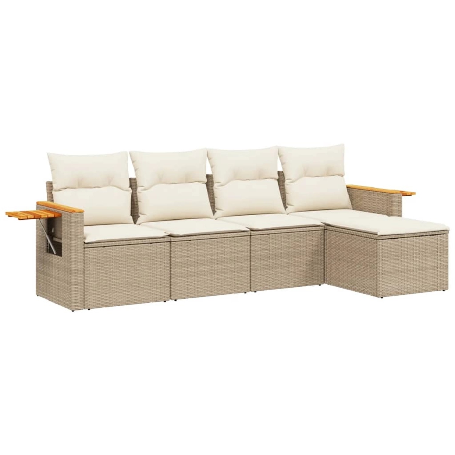 vidaXL 5-Tlg Garten-Sofagarnitur mit Kissen Beige Poly Rattan 3226758 günstig online kaufen