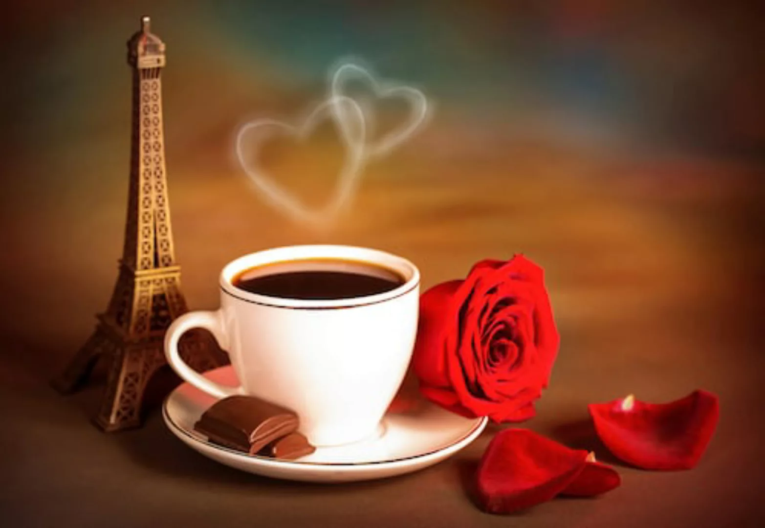 Papermoon Fototapete »Tee mit Rosen und Eiffelturm« günstig online kaufen