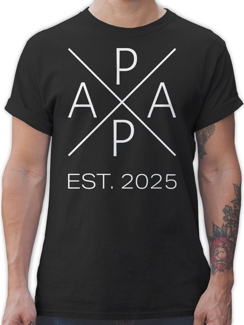 Shirtracer T-Shirt Papa Est 2025, Werdender Papa Geschenk Du wirst Papa Geb günstig online kaufen