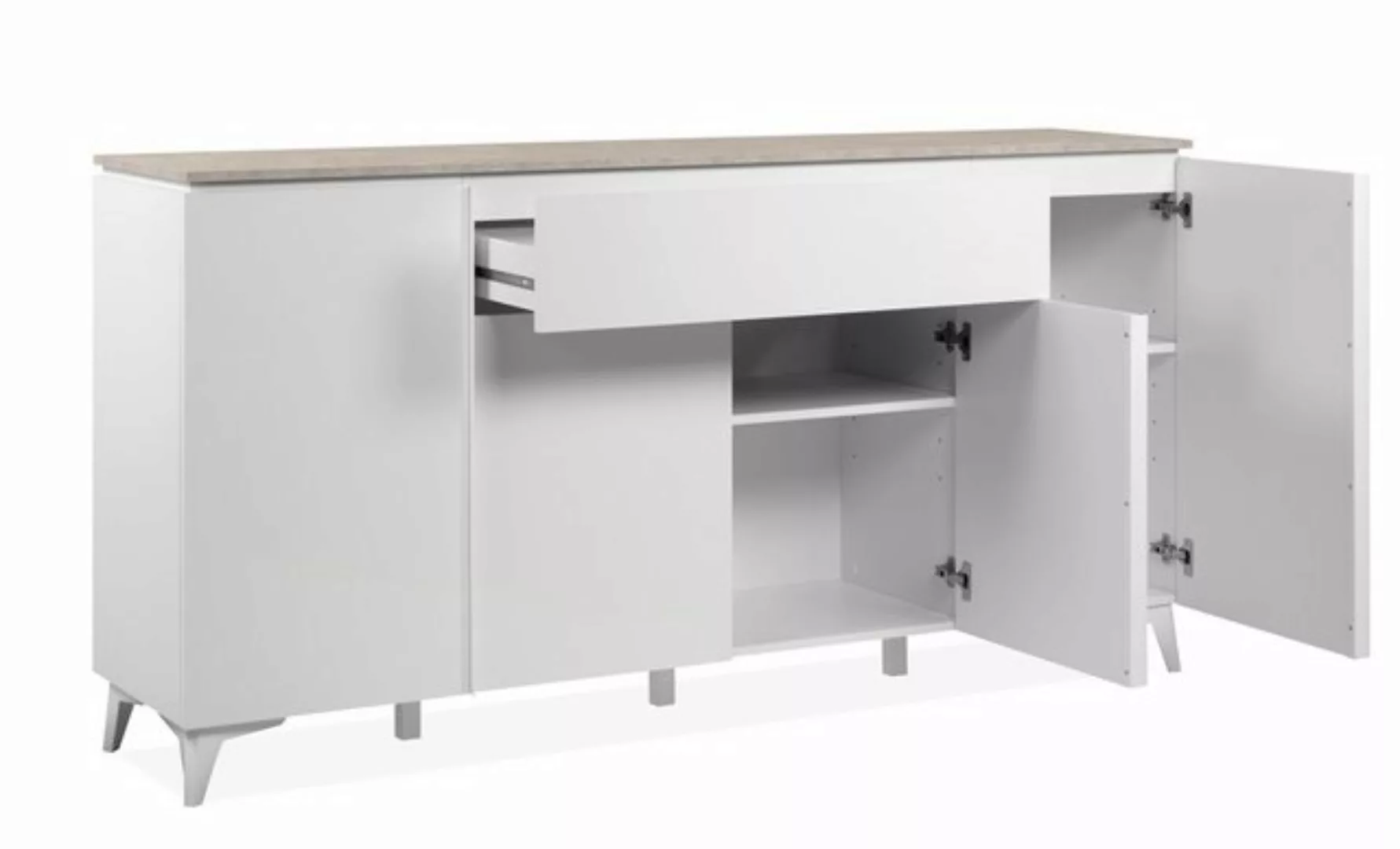 Finori Schuhschrank Kommode Sideboard Bertrix, Sandstein / Weiß, verschiede günstig online kaufen