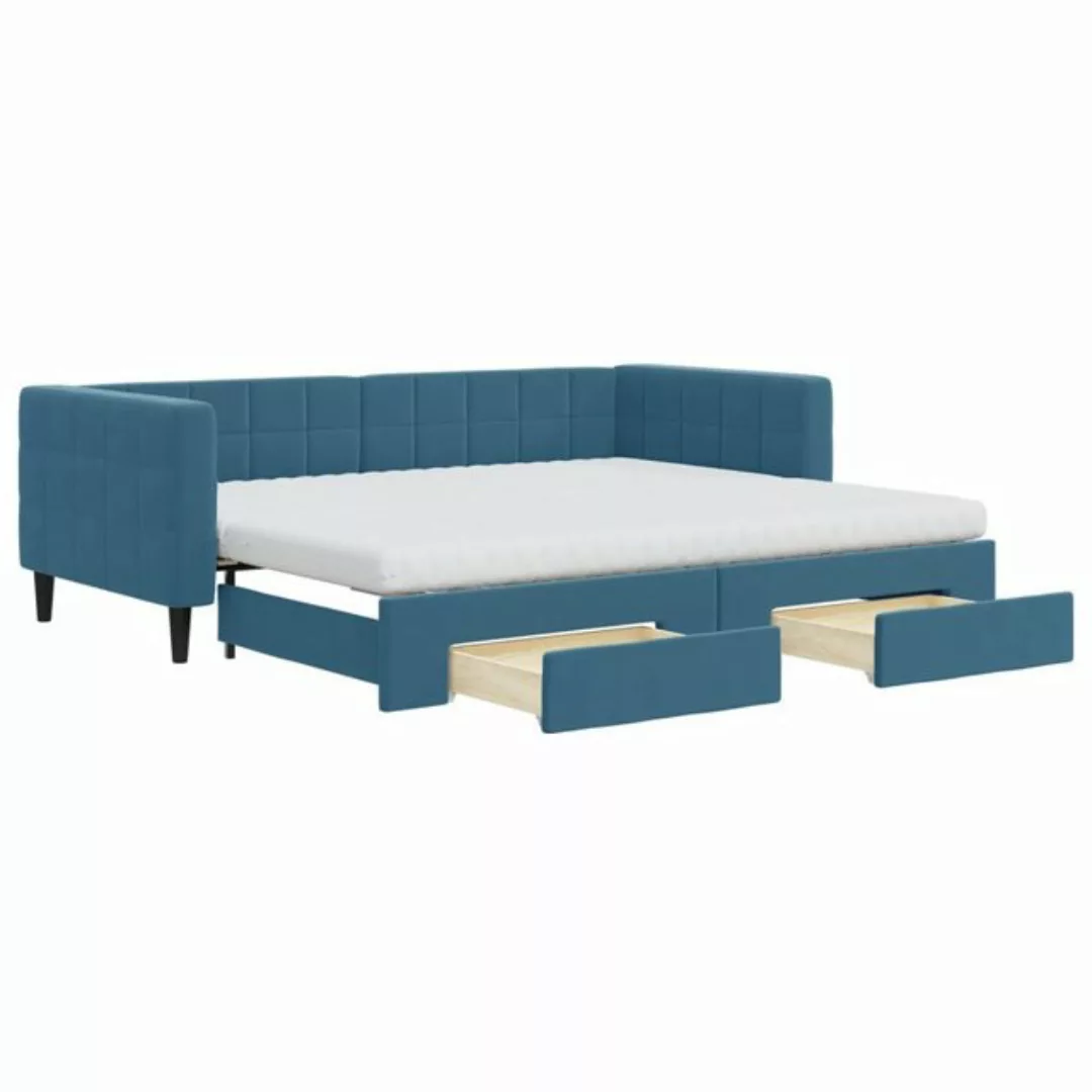 vidaXL Gästebett Gästebett Tagesbett mit Rollbett und Schubladen Blau 90x20 günstig online kaufen