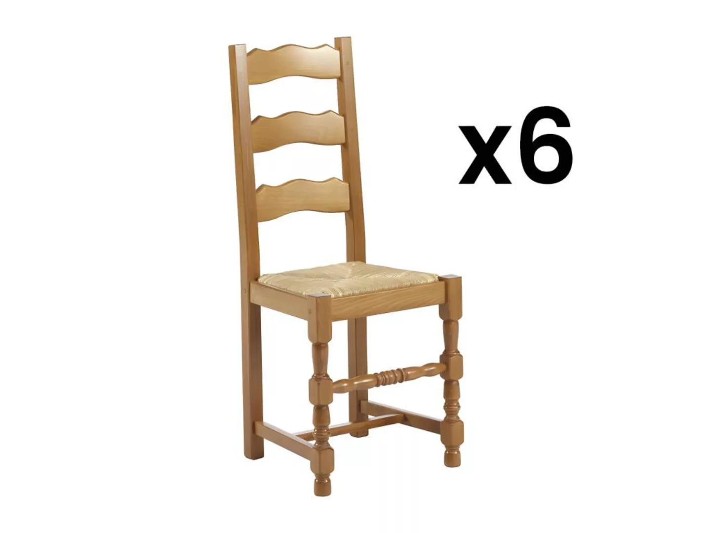 Stuhl 6er-Set - Massivholz - SEGUIN günstig online kaufen