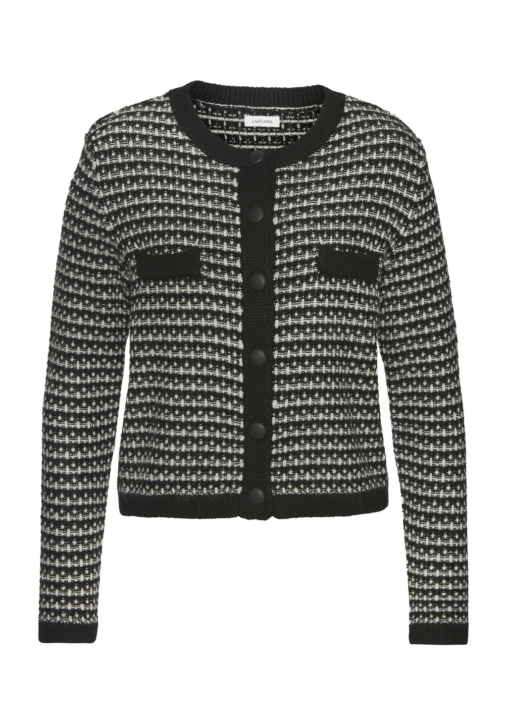 LASCANA Strickjacke, mit Karomuster, markante Knopfleiste, casual-chic günstig online kaufen