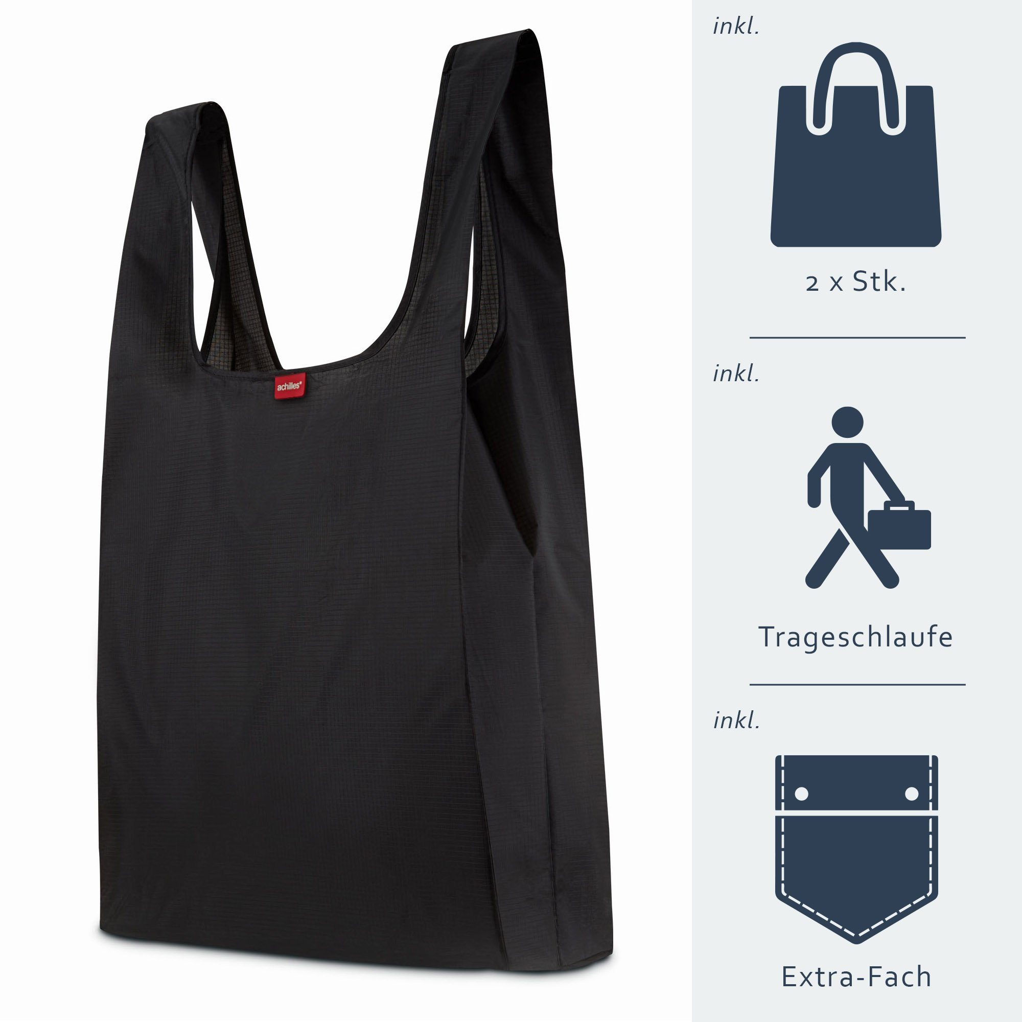 achilles Einkaufsbeutel 2 Stück Einkaufstaschen Falt-Taschen günstig online kaufen