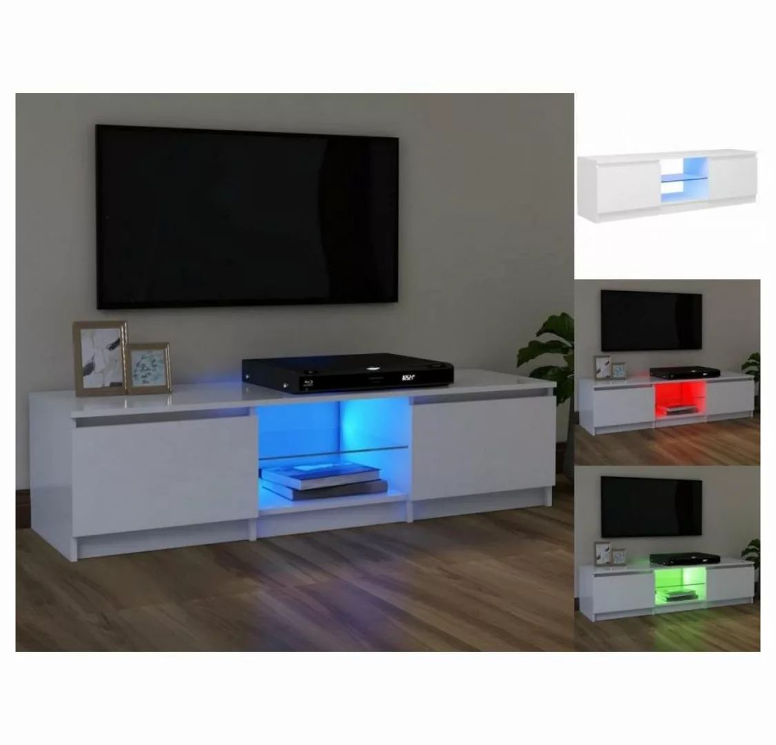 vidaXL TV-Schrank TV-Schrank mit LED-Leuchten Weiß 120x30x35,5 cm Lowboard günstig online kaufen