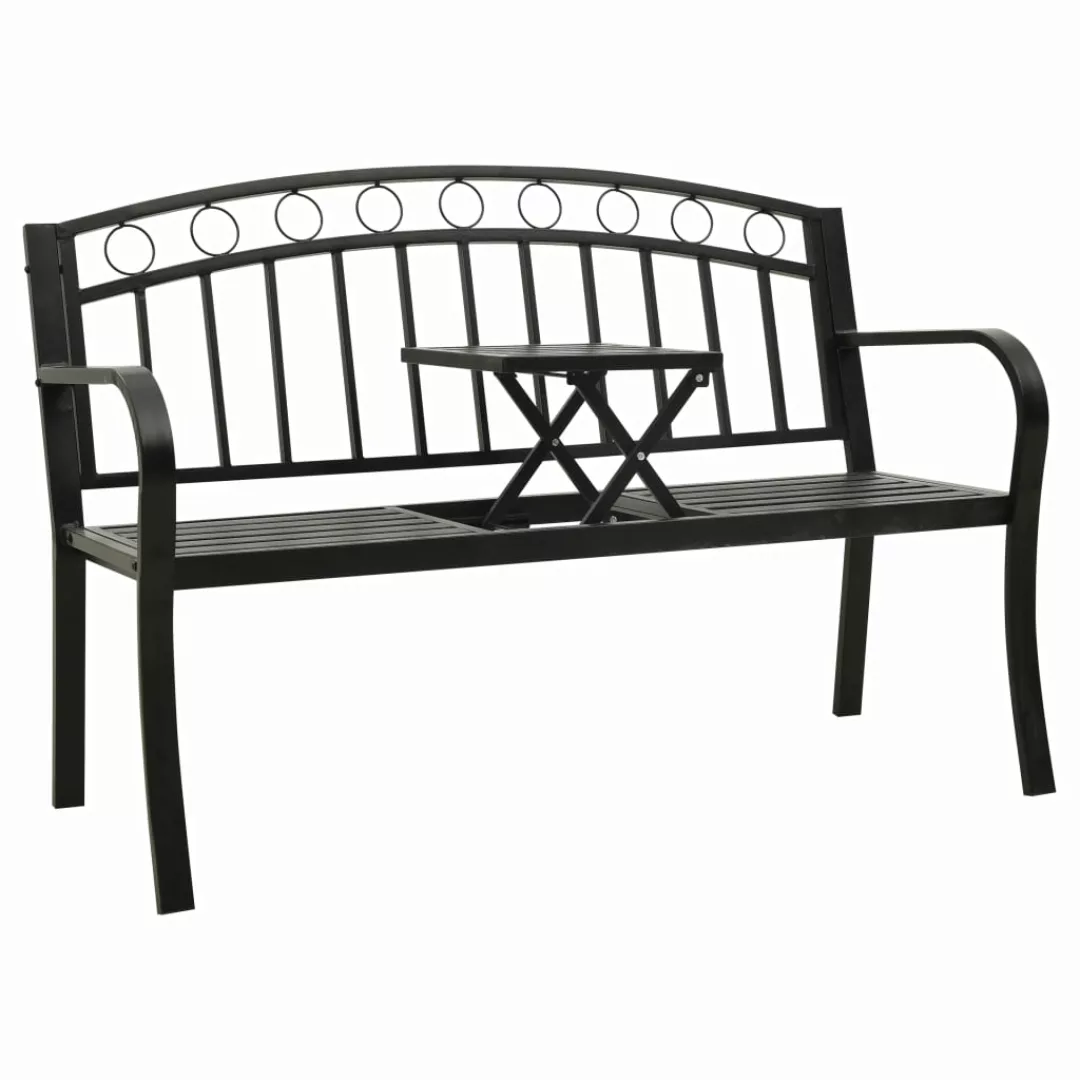 Gartenbank Mit 1 Tisch 125 Cm Stahl Schwarz günstig online kaufen